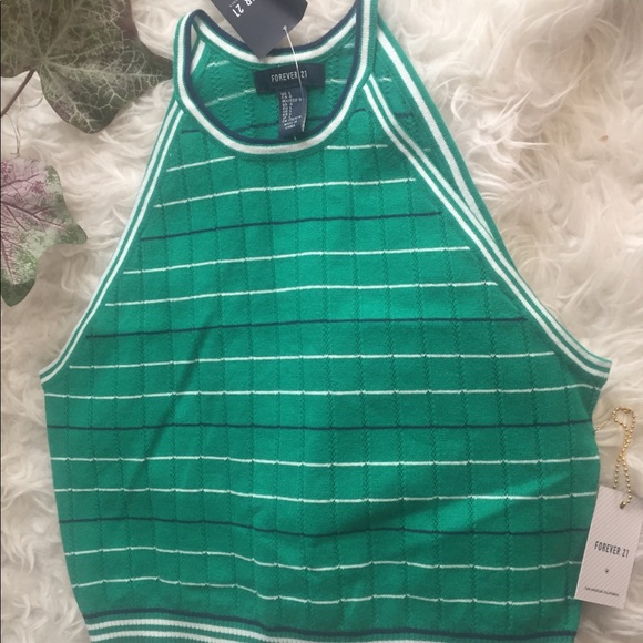 NWT Forever 21 Stripe Knit Crop Top. Size Large. - Picture 2 of 4